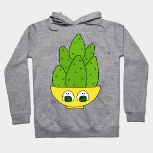 Cute Cactus Design #126: Cute Cacti Bunch In A Bowl With Onigiri Hoodie